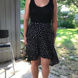 High low black and white skirt